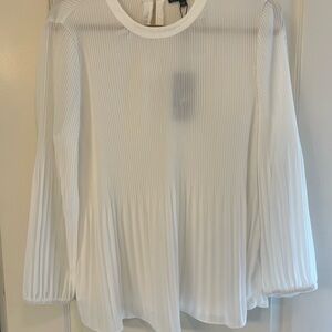 Adrianna Papell White Pleated Blouse